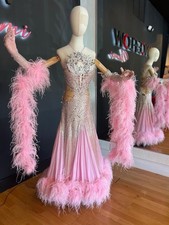 Pink Ballroom Standard Dress with Crystals and Feathers picture
