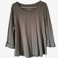 NWT Chico's The Ultimate Tee Shirt Women's Size 2 (L) Sage Green Solid Pullover picture