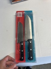 J.A HENCKELS INTERNATIONAL  SANTOKU KNIFE TWO PIECE GIFT SET  7” and 5” picture