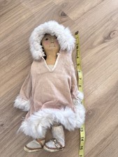 Large Hand Made Vintage Alaska Eskimo Inuit Fur & Leather Doll  15 inches picture