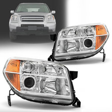2003-2005 Honda Pilot Headlight Assembly Pair Chrome Amber Reflector Clear Lens picture