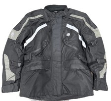 ILM Biker Jacket Velcro/Zipper/Pockets-Black W/Pads & Detachable Lining L picture
