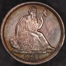 1837 HALF DIME FRESH FROM ORIGINAL COLLECTION | TONED | LOT BB-239 picture