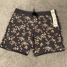 O'Neill Board Shorts Mens 38 Gray Floral OG Print Scallop 18” Swim NEW $59.50 picture