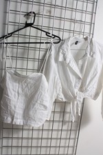 2 x H&M Womens Mixed Mini Top Bundle - White - Size L Large (a16) picture