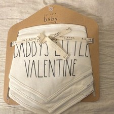 Rae Dunn Daddy's Little Valentine Baby Bib White Cotton Snap Closure, V-Day picture