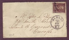 NY to GUERNSEY of the CHANNEL ISLANDS 1885 RARE DEST Cover w #205 & RECEIVER  picture