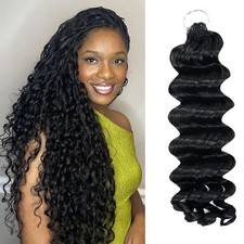Crochet Hair Loose Deep Wave 100% Human Hair Miracle Knots Black 50g/Pack picture