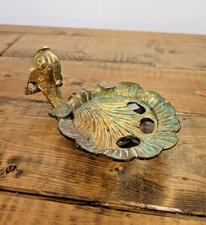VTG Koi Fish Brass Mounted Wall Shell Tray Soap Dish Nautical  MCM picture