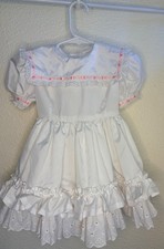 Vintage 1980s White Ruffled Toddler Special Occasion Dress - Mint Condition picture