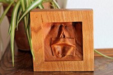 Handmade Wooden Relief – Veiled Vulva / Draped Female Form picture