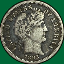 1893-S Barber Dime Extremely Fine XF Coin #45373 picture