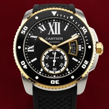 Cartier Calibre de Cartier Diver Two-Tone 18k Gold Bezel Black Dial Complete Set picture