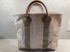Vintage 70s-80s LL Bean Boat & Tote Canvas Bag Leather Handles Freeport Maine picture