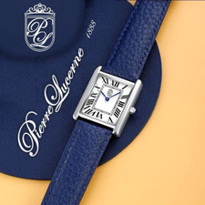 Pierre Lucerne 1888 Tank Swiss Inspired Design Classic Mens Watch Blue Band picture