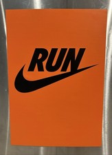 Nike RUN Swoosh 14x20 Magnetic Retail Store Display Sign Orange Black RARE picture