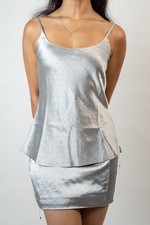 Reformation Silver Rhinestone Satin Cami Top XS NWT Deadstock picture