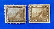 Early Nicaragua 1c Imperf+Perf  Stamps 1870s MH picture