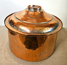 Antique Copper Hand Hammered Turkish  Lidded Pot. Signed.  picture
