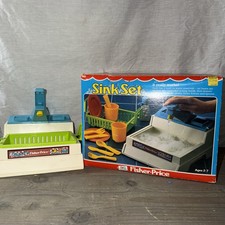 Vtg 1982 Fisher Price Sink and Strainer Set Made in the USA Rare Water 918 Toy picture