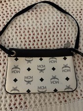 MCM White & Black Logo wristlet.Used picture