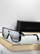 Philipp Plein 008 Sunglasses 135-0-145 Black Gold Shield Mirror Lens Unisex Shad picture