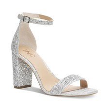 I.N.C. International Concepts Lexini Two-Piece Sandals Silver Crystal Rhinestone picture
