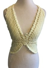 Y2K crochet Knit butterfly crop top boho festival Fairy Whimsy Club CREAMY S/M picture
