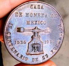CASA MONNAE DE MEXICO MEDAL FOUNDATION IV CENTENARY 1536-1936 MINTED 500 PC picture