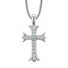 2.31Ct Round Cut Lab Created Diamond Cross Pendant 14k White Gold Plated picture