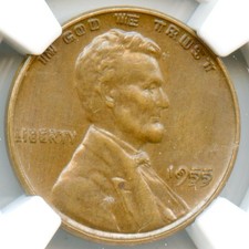 1955 Doubled Die Obverse Lincoln Cent, NGC AU Details Environmental Damage picture
