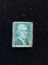 Thomas Jefferson 1 cent Antique Postage Stamp- Green Rare Vintage  picture