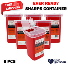 Ever Ready EVR202 Sharps Container Waste Disposal 1 Quarts / 32oz - RED 6PCS picture