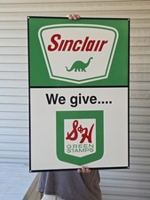 GIANT VINTAGE SINCLAIR GASOLINE PORCELAIN SIGN S & H GREEN STAMPS 30