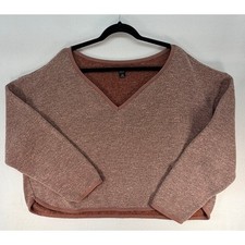 BDG Urban Outfitters Mauve Marled V-Neck Cropped Fleece Sweater Large picture