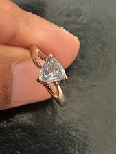 Vintage 9ct Gold Trillion Cut Aquamarine Ring Birmingham 2006 Size N Boxed picture
