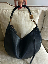 Gucci Women's Black Pebbled Crescent Hobo Zip Rose Gold Hardware COA Pockets picture