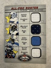 2002 Fleer Box Score ALL-PRO Roster Jerseys Smith Faulk George Davis Game Worn picture