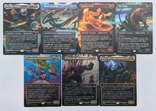 MARVEL SUPER HEROES MTG Borderless Mythic Foil COMPLETE SET of 7 Commanders 1-7 picture