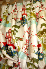 New Custom DRAPES Regal Fabric Zen Chinoiserie Pagoda 2 pc Lined Pleated 90