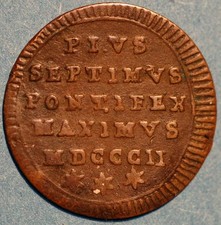 Italian States PAPAL STATES Quattrino 1802 KM# 1264 picture