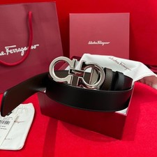 Salvatore Ferragamo Belt Handcrafted classic Italian leather belt Silver Buckle picture
