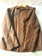 Antílope Argentina Genuine Leather Jacket Distressed Brown Ribbed Sleeve Bomber picture