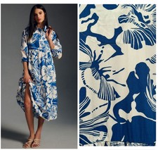 MAEVE x ANTHROPOLOGIE The Bettina Blue White Floral Tiered Midi Shirt Dress S picture