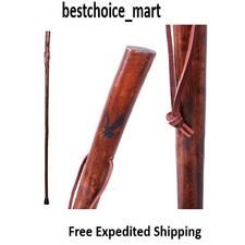 55 in Rustic Wood Walking Stick, Traditional Style Handle, for Men & Women picture