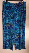 CHICO'S Travelers Blue Multi-Colored Abstract Pull-On Cropped Pants 2/Large 12 picture