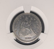 1862 Civil War Era Silver Seated Liberty Quarter Dollar Ungraded in Numis Case picture