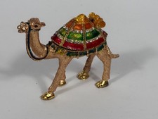 Vintage Camel Hinged Trinket Pill Box Jeweled Enamel Miniature picture