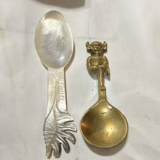 Lot of 2 Antique Souvenir Spoons Hawaii Decorative Handle & Figural Finial picture