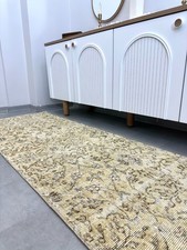 2x7 Vintage Turkish Oushak Runner, Beige Floral Rug, Handmade Wool, Bohemian Rug picture